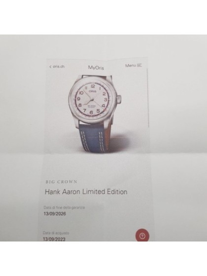 Acquista Oris Big Crown Hank Aaron - Limited Edition - Ref. 01.754.778