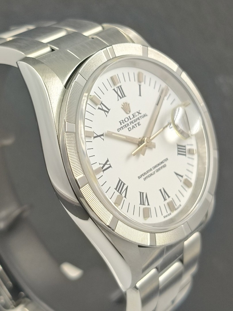 Rolex Date quadrante bianco e lunetta thunder ref.15210