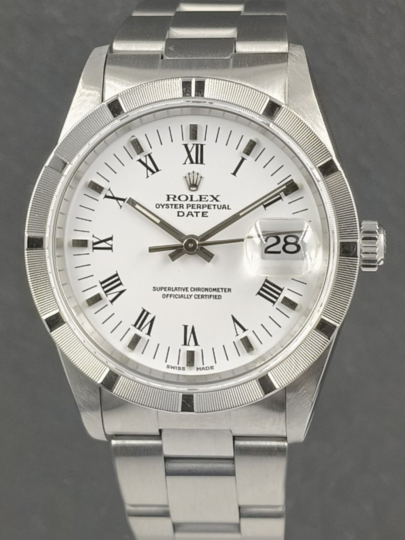 Rolex Date quadrante bianco e lunetta thunder ref.15210