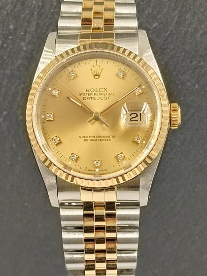 Acquista Rolex Datejust acciaio-oro - quadrante diamanti - Ref. 16233